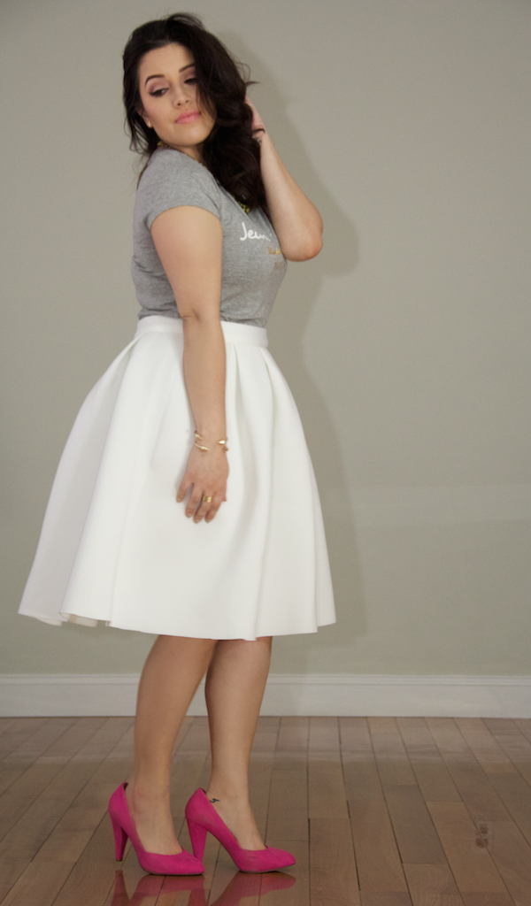 Midi Skirt & Pink Pumps + Giveaway - The Grey Ink